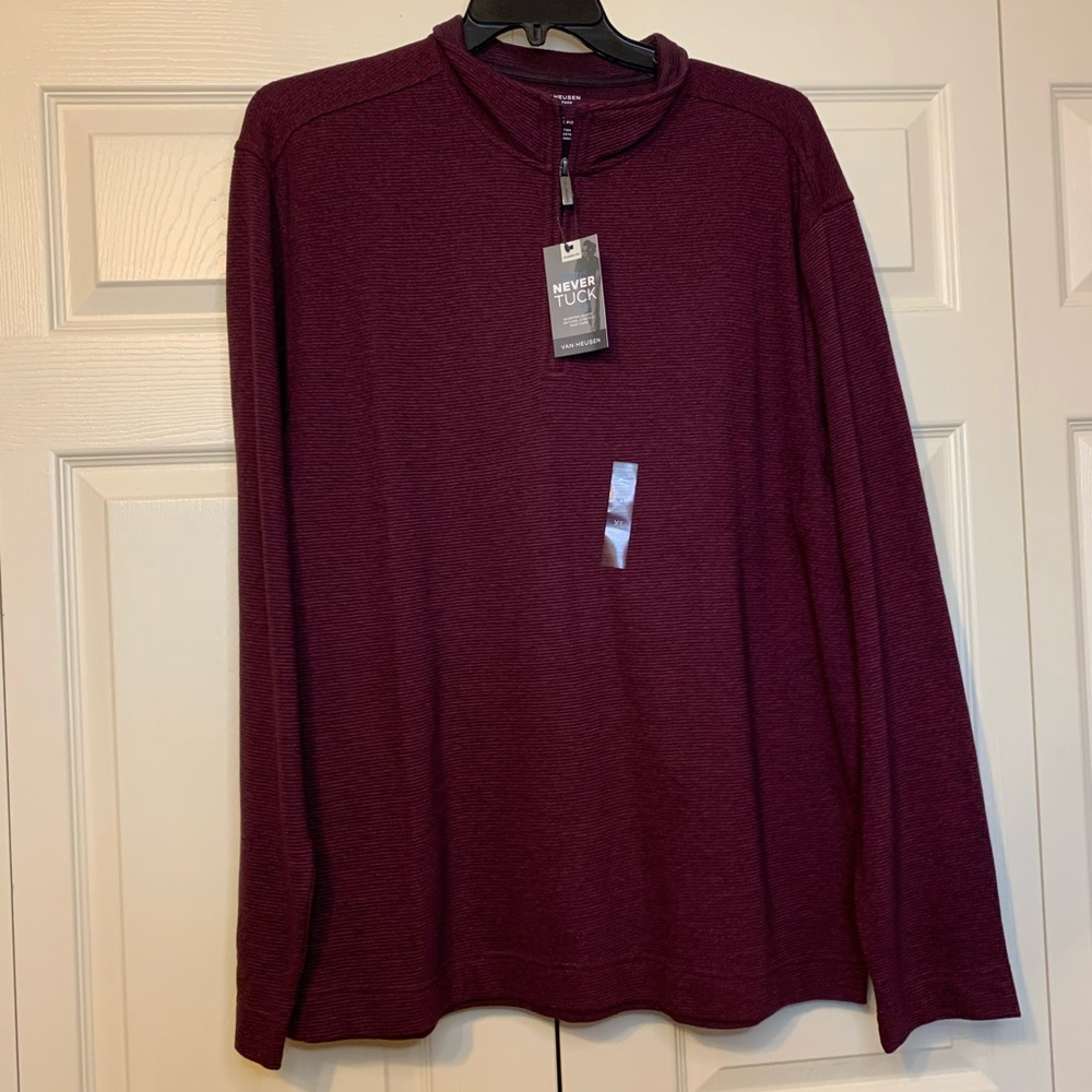 Van Heusen never tuck maroon half zip jacket